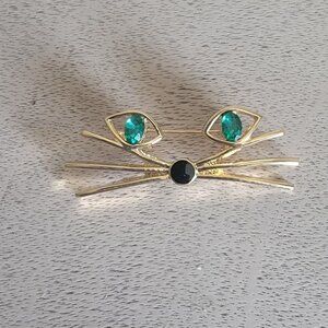 Green Eyed Cat Face Brooch